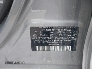 2021 Hyundai Accent SE с VIN 3KPC24A69ME140322, выставлен на аукционе IAAI как лот 41817459 с пробегом 82 447 миль миль и . История ставок и продаж доступна на DreamBid. Изображение 9.