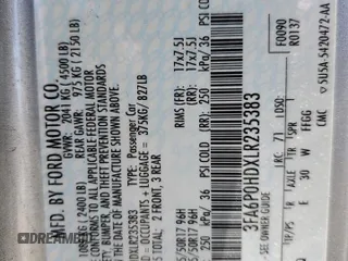 2020 Ford Fusion SE z VIN 3FA6P0HDXLR235383, wystawiony jako Copart lot #56752235 z przebiegiem 92 919 mil mil oraz Szkoda całkowita • Salvage title. Historia ofert i sprzedaży dostępna na DreamBid. Obrazek 13.