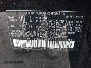 2021 Subaru Outback Limited с VIN 4S4BTANC6M3149554, выставлен на аукционе IAAI как лот 41804834 с пробегом Не указан миль и . История ставок и продаж доступна на DreamBid. Изображение 9.