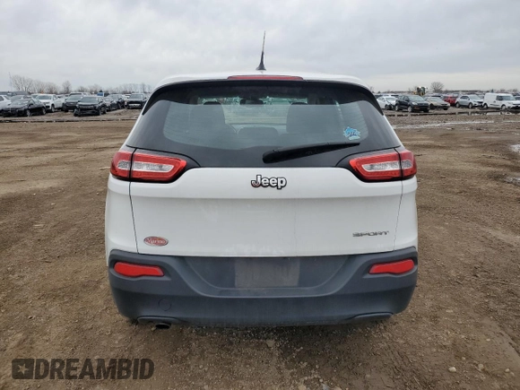 2016 Jeep Cherokee Sport with VIN 1C4PJLAB9GW230320, listed as a Copart auction lot 51878395 with 110,357 mi miles and Salvage Title. Bid and sale history available at DreamBid. Image 6.