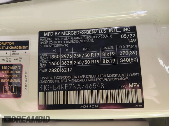 2022 Mercedes-Benz GLE 350 с VIN 4JGFB4KB7NA746548, выставлен на аукционе IAAI как лот 41515600 с пробегом 22 976 миль миль и . История ставок и продаж доступна на DreamBid. Изображение 9.