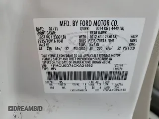 2012 Ford Escape XLT with VIN 1FMCU0D74CKA21592, listed as a Copart auction lot 47059755 with 108,540 mi miles and Clean Title. Bid and sale history available at carsss.com. Image 12.
