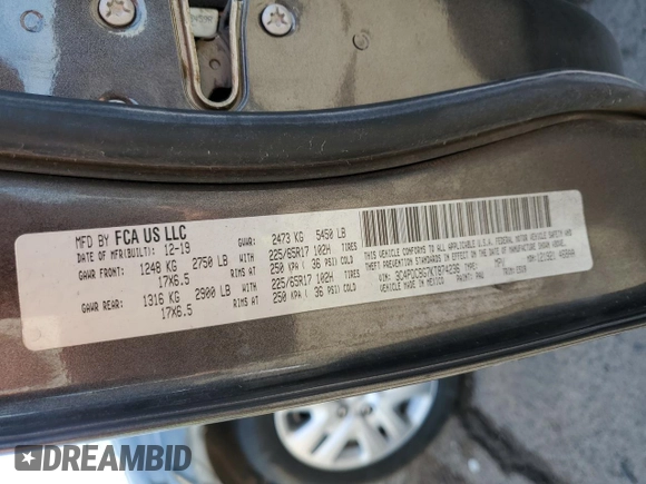 2019 Dodge Journey SE with VIN 3C4PDCBG7KT874236, listed as a Copart auction lot 53352685 with 131,142 mi miles and Clean Title. Bid and sale history available at DreamBid. Image 13.