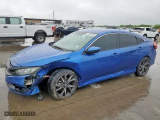 2019 Honda Civic Sedan Sport with VIN 19XFC2F82KE022215, listed as a Copart auction lot 50644045 with 66,756 mi miles and Salvage Title. Bid and sale history available at carsss.com. Image 1.