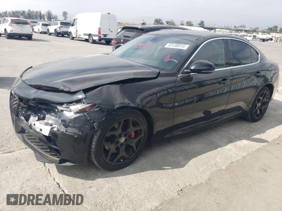 2019 Alfa Romeo Giulia z VIN ZARFAMAN9K7621522, wystawiony jako Copart lot #53130015 z przebiegiem 50 843 mil mil oraz Szkoda całkowita • Salvage title. Historia ofert i sprzedaży dostępna na DreamBid. Obrazek 1.