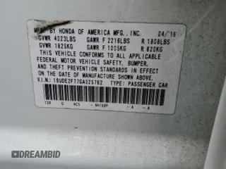 2016 Acura ILX Premium with VIN 19UDE2F77GA025762, listed as a Copart auction lot 62636165 with 65,835 mi miles and Salvage title. Bid and sale history available at DreamBid. Image 14.