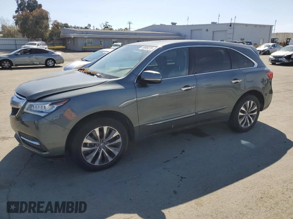 2015 Acura MDX Tech Pkg with VIN 5FRYD3H45FB005204, listed as a Copart auction lot 49909375 with 107,281 mi miles and Salvage Title. Bid and sale history available at carsss.com. Image 1.