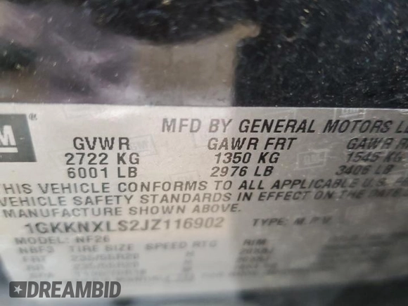 2018 GMC Acadia Denali with VIN 1GKKNXLS2JZ116902, listed as a Copart auction lot 52398184 with 56,350 mi miles and Clean Title. Bid and sale history available at DreamBid. Image 13.
