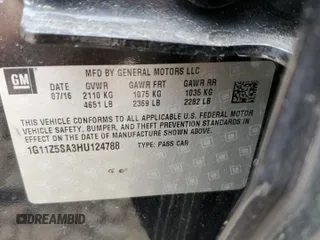 2017 Chevrolet Impala LS with VIN 1G11Z5SA3HU124788, listed as a Copart auction lot 48044485 with 65,790 mi miles and Salvage Title. Bid and sale history available at DreamBid. Image 13.