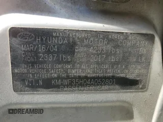 2004 Hyundai Sonata GLS with VIN KMHWF35H04A052801, listed as a Copart auction lot 75386264 with 166,758 mi miles and Salvage Title. Bid and sale history available at carsss.com. Image 12.