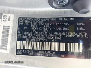 2021 Toyota Sienna XLE z VIN 5TDYRKEC1MS027959, wystawiony jako IAAI lot #42018160 z przebiegiem Nie podano mil oraz . Historia ofert i sprzedaży dostępna na DreamBid. Obrazek 9.