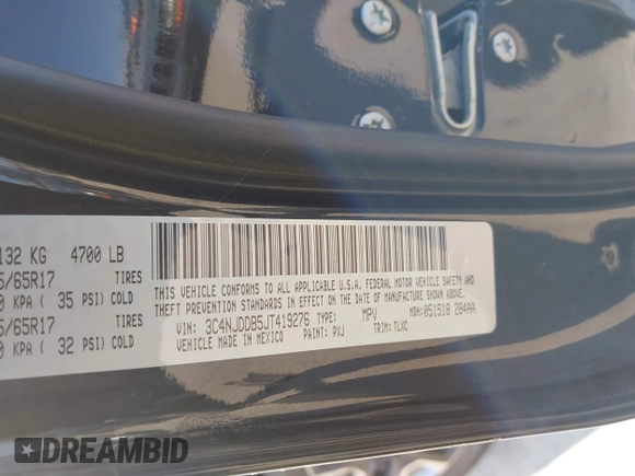 2018 Jeep Compass Trailhawk with VIN 3C4NJDDB5JT419276, listed as a IAAI auction lot 42040909 with Not Provided miles and . Bid and sale history available at carsss.com. Image 9.
