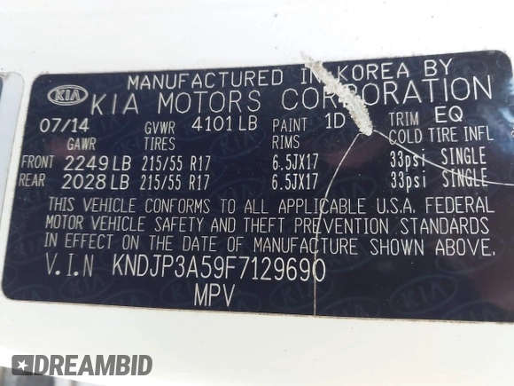 2015 Kia Soul + with VIN KNDJP3A59F7129690, listed as a IAAI auction lot 42171527 with 151,117 mi miles and . Bid and sale history available at DreamBid. Image 9.