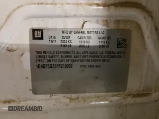 2015 Buick LaCrosse Premium II with VIN 1G4GF5G33FF219952, listed as a Copart auction lot 83443594 with 97,798 mi miles and Salvage Title. Bid and sale history available at DreamBid. Image 12.