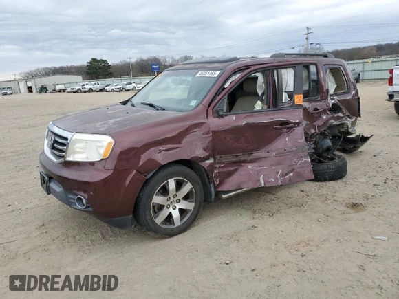 2012 Honda Pilot Touring with VIN 5FNYF3H91CB032239, listed as a Copart auction lot 46851165 with 101,402 mi miles and Salvage Title. Bid and sale history available at carsss.com. Image 1.