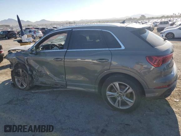 2021 Audi Q3 S line Premium Plus with VIN WA1EECF35M1153722, listed as a Copart auction lot 56537615 with 42,396 mi miles and Salvage title. Bid and sale history available at DreamBid. Image 2.
