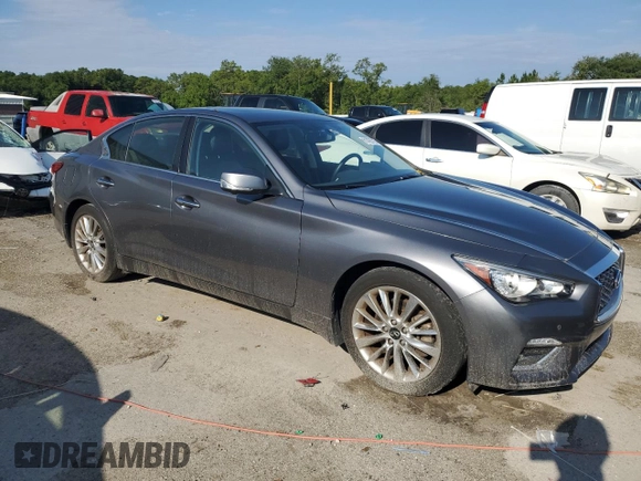 2021 Infiniti Q50 Luxe with VIN JN1EV7BR3MM752434, listed as a Copart auction lot 61428725 with 37,533 mi miles and Salvage title. Bid and sale history available at DreamBid. Image 4.