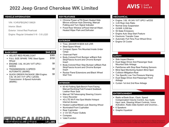 2022 Jeep Grand Cherokee WK Limited with VIN 1C4RJFBG2NC138629, listed as a Copart auction lot 54413944 with 50,191 mi miles and Non Repairable. Bid and sale history available at carsss.com. Image 12.