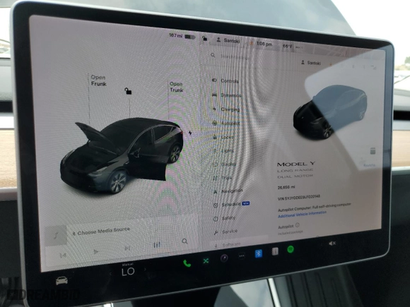 2020 Tesla Model Y Long Range with VIN 5YJYGDEE9LF020148, listed as a Copart auction lot 52031145 with 26,656 mi miles and Salvage Title. Bid and sale history available at carsss.com. Image 9.