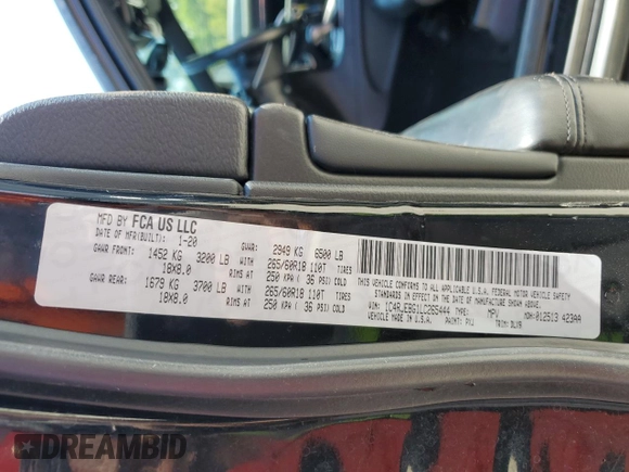 2020 Jeep Grand Cherokee Limited X z VIN 1C4RJEBG1LC265444, wystawiony jako Copart lot #57961765 z przebiegiem 108 090 mil mil oraz Szkoda całkowita • Salvage title. Historia ofert i sprzedaży dostępna na DreamBid. Obrazek 13.