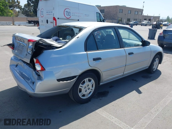 2001 Honda Civic LX with VIN 2HGES16591H619719, listed as a IAAI auction lot 42183571 with 294,983 mi miles. Bid and sale history available at carsss.com. Image 4.