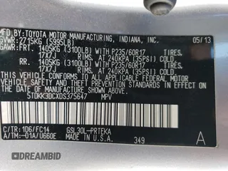 2013 Toyota Sienna LE AAS with VIN 5TDKK3DCXDS375647, listed as a Copart auction lot 53691875 with 205,349 mi miles and Salvage Title. Bid and sale history available at carsss.com. Image 13.
