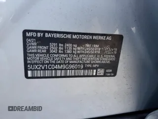 2021 BMW X4 xDrive30i with VIN 5UX2V1C04M9G96019, listed as a Copart auction lot 87287934 with Not provided miles and Salvage title. Bid and sale history available at DreamBid. Image 12.