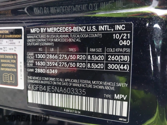 2022 Mercedes-Benz GLE 350 z VIN 4JGFB4JE5NA603335, wystawiony jako IAAI lot #42040362 z przebiegiem 35 346 mil mil oraz . Historia ofert i sprzedaży dostępna na DreamBid. Obrazek 9.