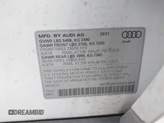 2022 Audi Q5 S line Premium Plus with VIN WA1EAAFY2N2014414, listed as a IAAI auction lot 42069743 with 44,654 mi miles and . Bid and sale history available at DreamBid. Image 9.