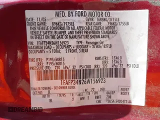 2006 Ford Focus S with VIN 1FAFP34N26W156923, listed as a IAAI auction lot 41741233 with 132,122 mi miles and . Bid and sale history available at carsss.com. Image 9.