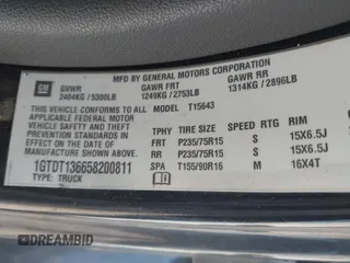 2005 GMC Canyon 1SB SLE Z85 with VIN 1GTDT136658200811, listed as a IAAI auction lot 42040808 with 188,307 mi miles. Bid and sale history available at carsss.com. Image 9.