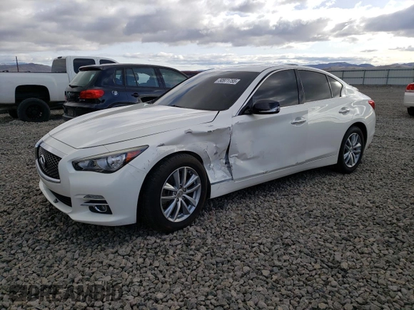 2015 Infiniti Q50 with VIN JN1BV7ARXFM423317, listed as a Copart auction lot 50971755 with 94,930 mi miles and Salvage Title. Bid and sale history available at carsss.com. Image 1.