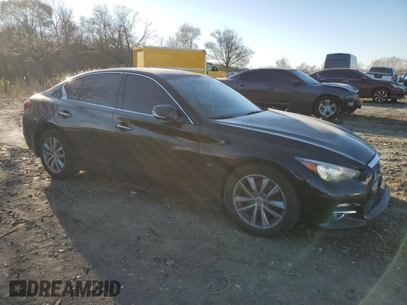 2014 Infiniti Q50 Premium with VIN JN1BV7AR9EM707892, listed as a Copart auction lot 82459294 with 144,387 mi miles and Salvage title. Bid and sale history available at DreamBid. Image 4.