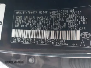 2011 Toyota Corolla L with VIN 2T1BU4EE5BC728852, listed as a IAAI auction lot 41888572 with 1 mi miles. Bid and sale history available at carsss.com. Image 9.