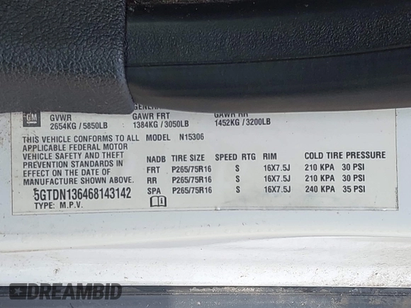 2006 Hummer H3 z VIN 5GTDN136468143142, wystawiony jako IAAI lot #42251550 z przebiegiem Nie podano mil oraz . Historia ofert i sprzedaży dostępna na DreamBid. Obrazek 9.