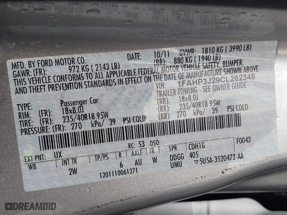 2012 Ford Focus Titanium with VIN 1FAHP3J29CL262348, listed as a IAAI auction lot 41812310 with 81,645 mi miles. Bid and sale history available at carsss.com. Image 9.