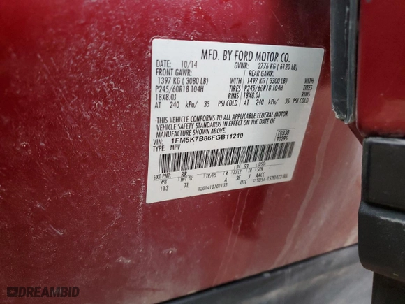 2015 Ford Explorer with VIN 1FM5K7B86FGB11210, listed as a Copart auction lot 85903284 with 175,569 mi miles and Salvage Title. Bid and sale history available at carsss.com. Image 13.