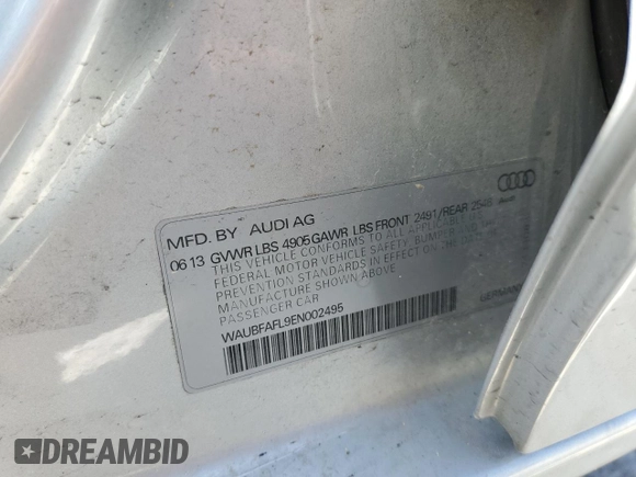 2014 Audi A4 Premium z VIN WAUBFAFL9EN002495, wystawiony jako Copart lot #52257835 z przebiegiem 96 320 mil mil oraz Szkoda całkowita • Salvage title. Historia ofert i sprzedaży dostępna na DreamBid. Obrazek 12.
