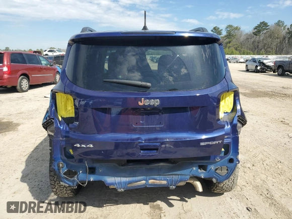 2018 Jeep Renegade Sport with VIN ZACCJBAB8JPJ44121, listed as a Copart auction lot 46393245 with 85,293 mi miles and Salvage title. Bid and sale history available at DreamBid. Image 6.