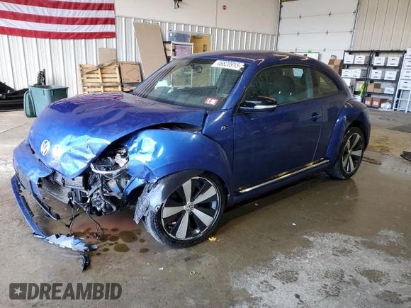 2014 Volkswagen Beetle Turbo R-Line with VIN 3VWVT7AT2EM629047, listed as a Copart auction lot 46820915 with 96,290 mi miles and Salvage Title. Bid and sale history available at DreamBid. Image 1.