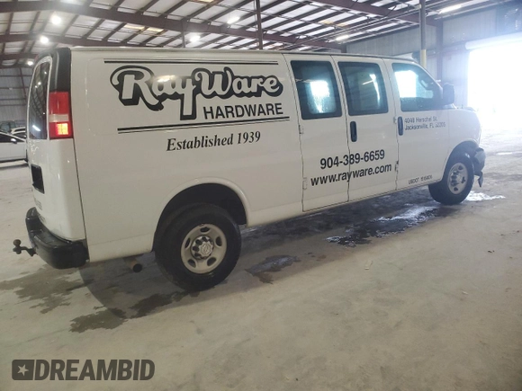 2017 Chevrolet Express Cargo Van with VIN 1GCZGHFG0H1308006, listed as a Copart auction lot 85428554 with 57,288 mi miles and Salvage Title. Bid and sale history available at carsss.com. Image 3.