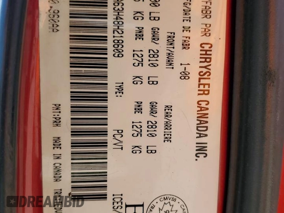 2008 Chrysler 300 C Hemi with VIN 2C3KA63H48H218609, listed as a Copart auction lot 69054664 with 184,118 mi miles and Salvage Title. Bid and sale history available at carsss.com. Image 14.