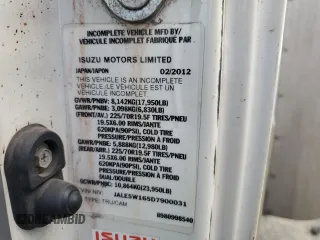 2013 Isuzu NQR IBT PWL with VIN JALE5W165D7900031, listed as a Copart auction lot 69288344 with Not Provided miles and Salvage Title. Bid and sale history available at carsss.com. Image 10.