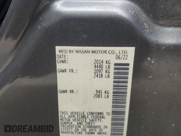 2022 Nissan Altima 2.0 SR with VIN 1N4AL4CV4NN397447, listed as a Copart auction lot 47726205 with 37,132 mi miles and Salvage Title. Bid and sale history available at carsss.com. Image 12.