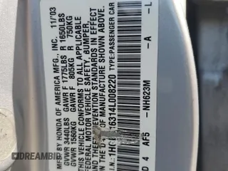 2004 Honda Civic VP with VIN 1HGES16314L008220, listed as a Copart auction lot 59743065 with 132,383 mi miles and Salvage title. Bid and sale history available at DreamBid. Image 12.