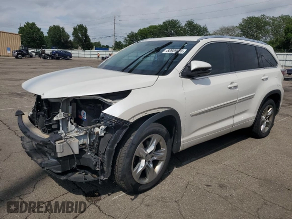 2014 Toyota Highlander Limited with VIN 5TDYKRFH9ES020475, listed as a Copart auction lot 58909925 with 216,857 mi miles and Salvage title. Bid and sale history available at DreamBid. Image 1.