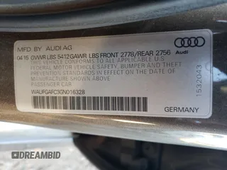 2016 Audi A6 3.0T Premium Plus with VIN WAUFGAFC3GN016328, listed as a Copart auction lot 38322563 with 133,029 mi miles. Bid and sale history available at carsss.com. Image 13.