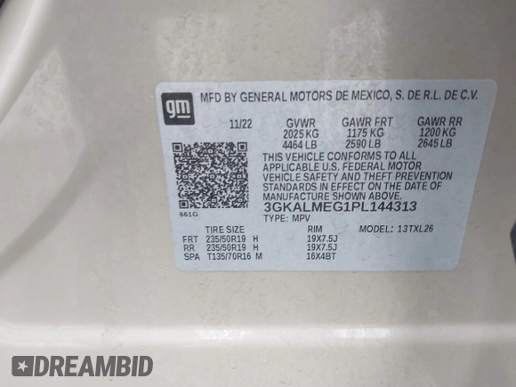 2023 GMC Terrain SLE с VIN 3GKALMEG1PL144313, выставлен на аукционе IAAI как лот 41798585 с пробегом 34 585 миль миль и . История ставок и продаж доступна на DreamBid. Изображение 9.