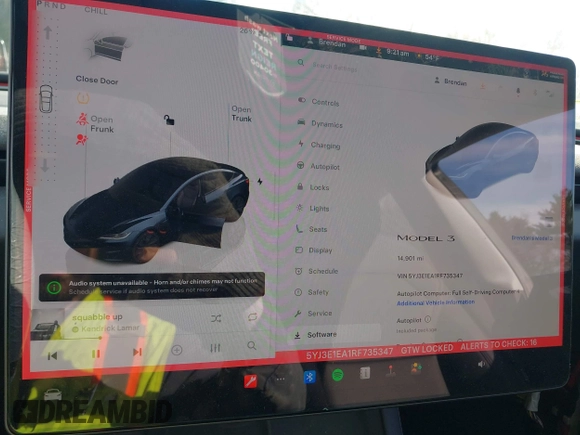 2024 Tesla Model 3 with VIN 5YJ3E1EA1RF735347, listed as a IAAI auction lot 41810655 with 14,901 mi miles. Bid and sale history available at carsss.com. Image 19.