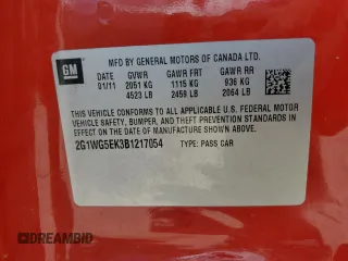 2011 Chevrolet Impala LT Fleet z VIN 2G1WG5EK3B1217054, wystawiony jako Copart lot #53945515 z przebiegiem 182 759 mil mil oraz Szkoda całkowita • Salvage title. Historia ofert i sprzedaży dostępna na DreamBid. Obrazek 12.